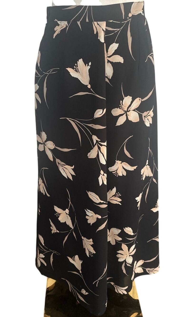 Chaus Black Floral Midi Skirt | Side Zip | Women’s Size 6